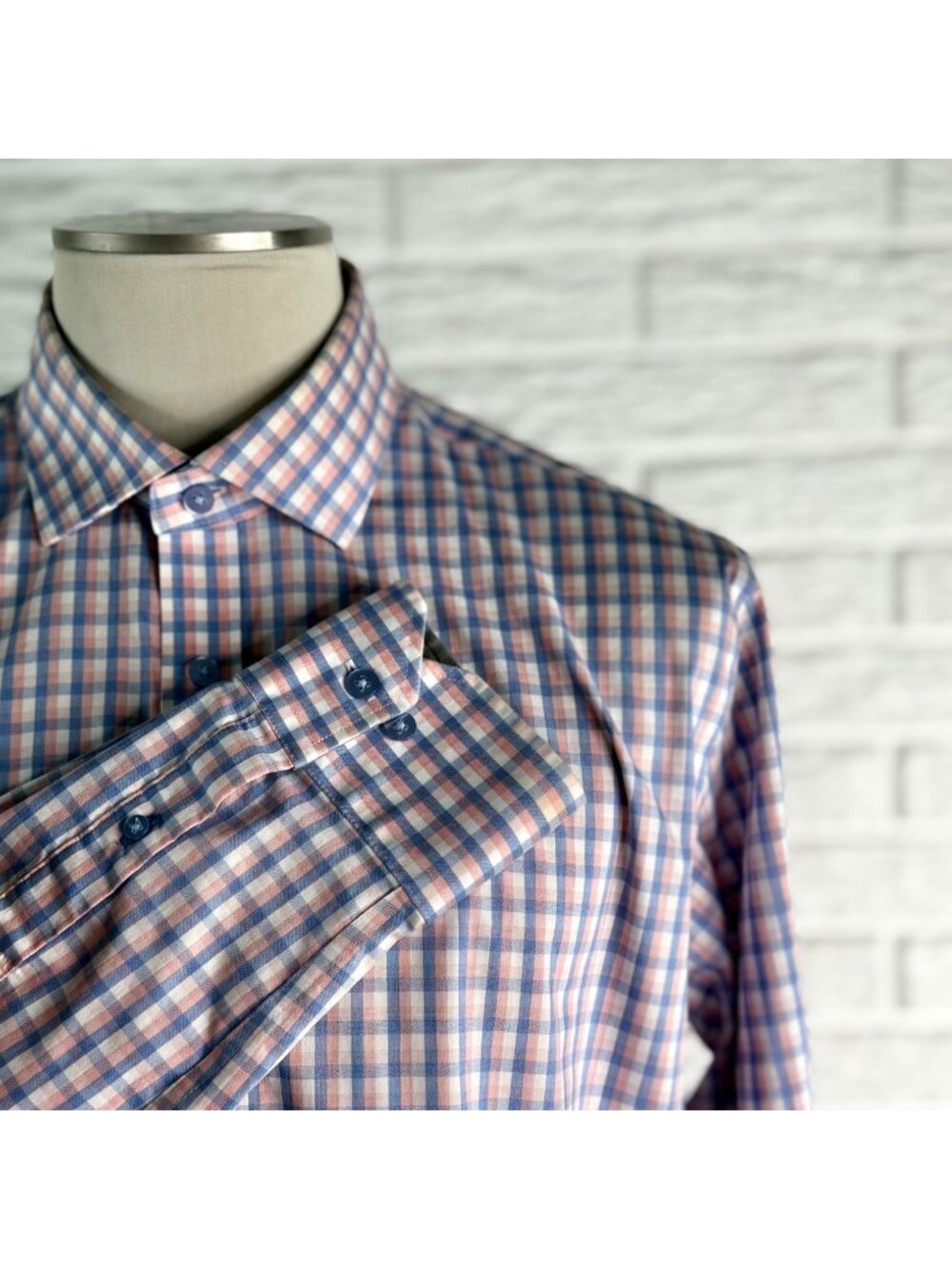 Twillory Mens Performance Check Dress Shirt Tailored Fit Size 16.5 36-37 Purple